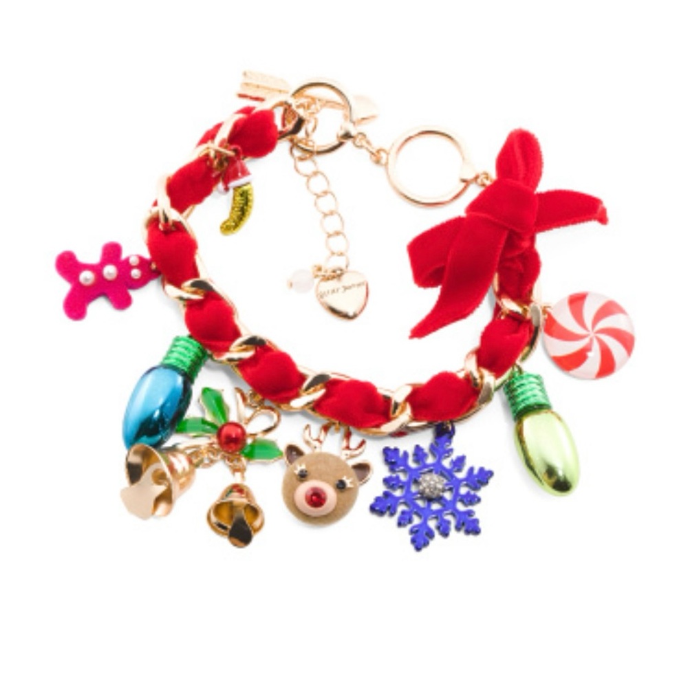 Betsey Johnson Santa Baby Charm Bow Bracelet Christmas New